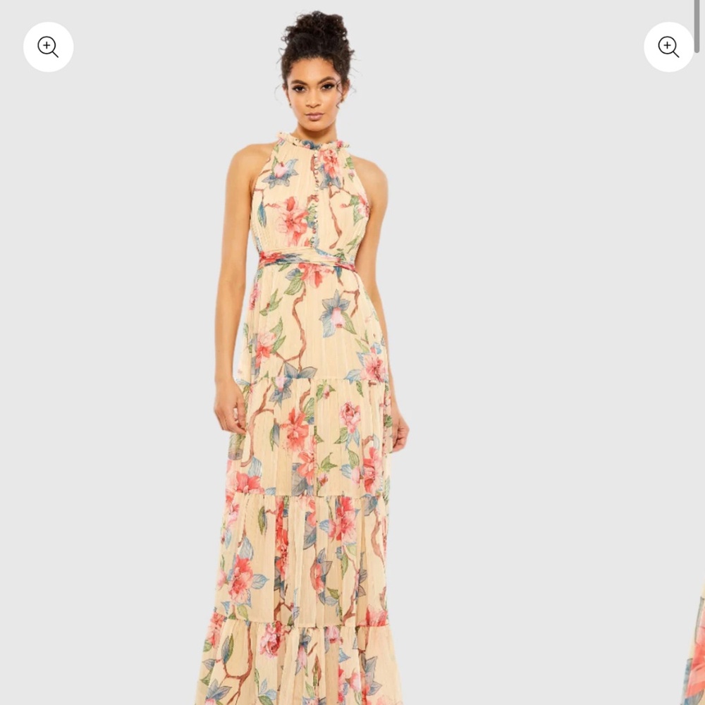 Mac Dugall floral button high maxi dress evening dress